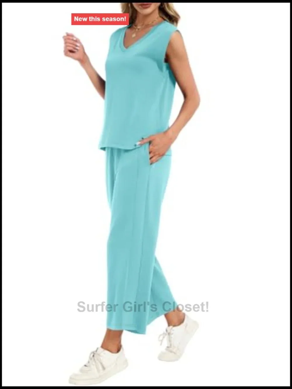V Neck Lounge Set 2 Piece Outfit Travel Vacation Matching Sets